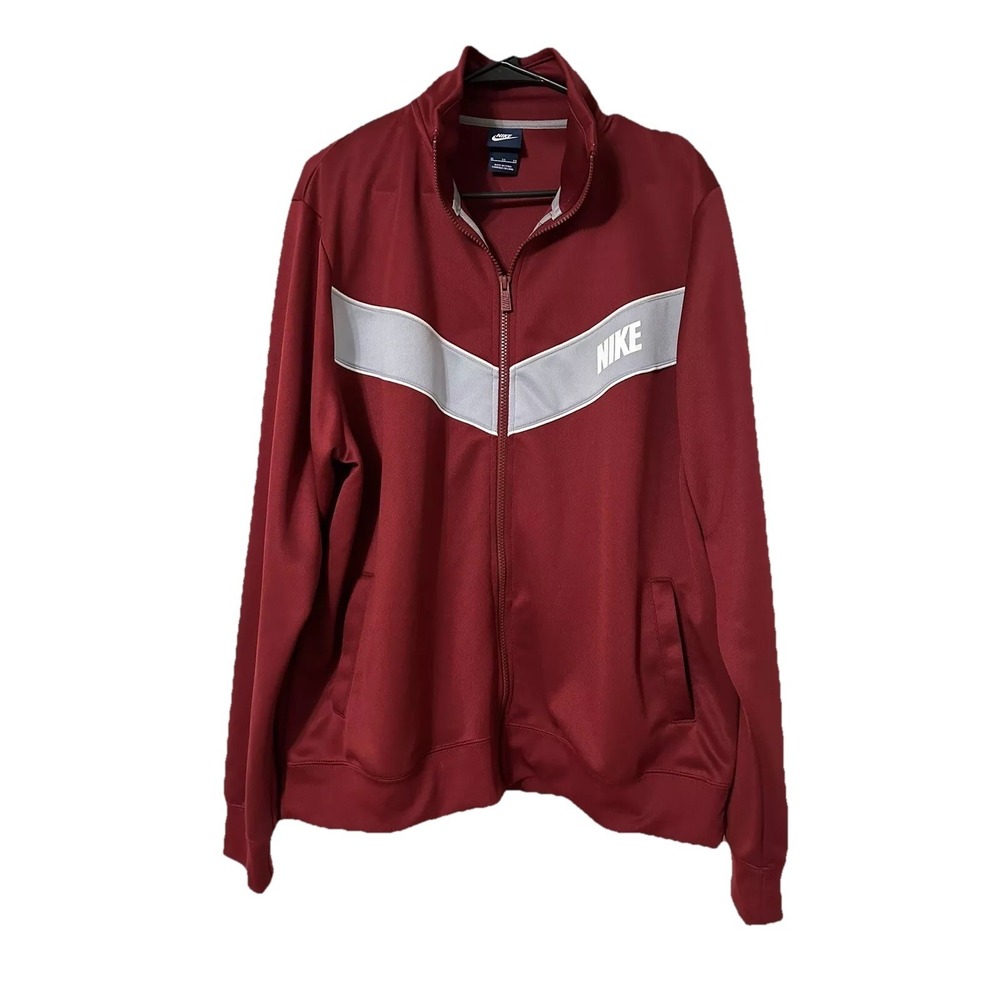 Nike Full‎ Zip Jacket Red With White/gray Accents Size XL